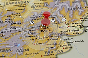 Kabul pin in a map photo