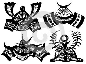 kabuto. samurai helmet. hand drawn illustration.
