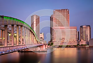 Kachidoki Bridge and Sumida River in the Evening, Tokyo