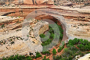 Southwest Desert Landscape at Kachina Bridge from Armstrong Canyon Rim, Natural Bridges National Monument, Utah, USA