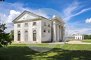 Kacina historic empire style palace in cental region is national property, sunny day and blue sky photo