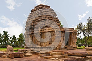 Kadadsiddhesvara temple, Pattadakal temple complex, Pattadakal, Karnataka. A panel of Natya Siva is clearly seen in the mukh-patti photo