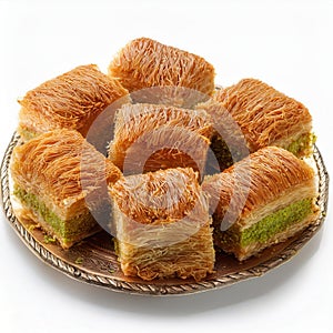 kadaifi dessert on white background