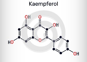 Kaempferol. C15H10O6 molecule. It is antioxidant, natural flavonol, type of flavonoid. Structural chemical formula