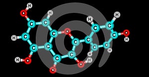 Kaempferol molecular structure isolated on black