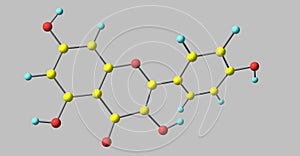 Kaempferol molecular structure isolated on grey