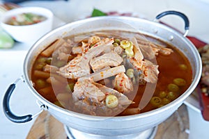 Kaeng Som is a sour and spicy fish curry or soup with vegetables popular in southern Thailand.