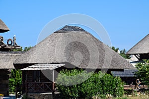 Kafe with cane roof. The roof is made of reeds and reeds