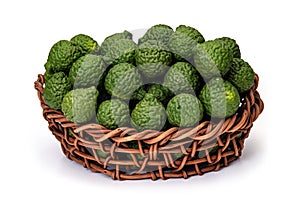 Kaffir lime in basket of wicker, for herbal medicine
