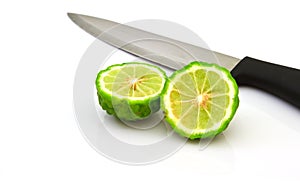 Kaffir Lime fruits isolated on white