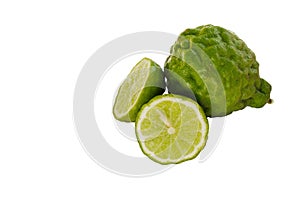 Kaffir Lime isolated on white background photo