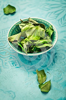 Kaffir lime leaves - dried leaves used in Asian cuisines