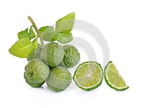 Kaffir lime on white background