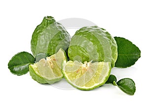 Kaffir lime on white background