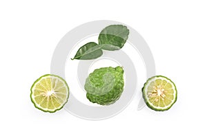 Kaffir lime on white background