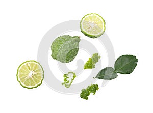 Kaffir lime on white background