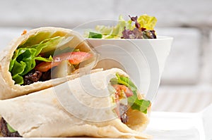 Kafta shawarma chicken pita wrap roll sandwich