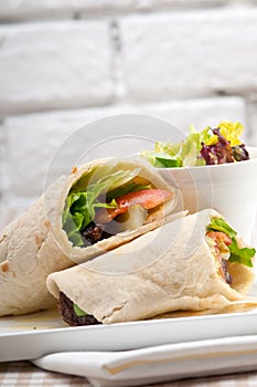 Kafta shawarma chicken pita wrap roll sandwich