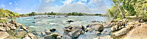 Kafwala rapids rocky section of kafue river in the national park in zambia