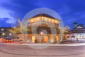 Kaga Onsen, Ishikawa, Japan hot springs town at twilight