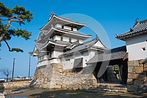 The Ushitora yagura at Takamatsu Castle Tamamo Park in Takamatsu, Kagawa, Japan. The Castle