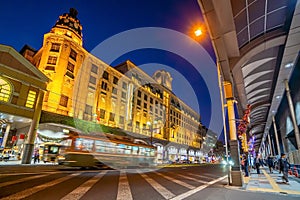 Kagoshima city downtown center, cityscape in Kyushu, Japan