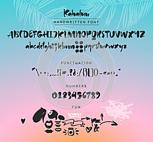 Kahaluu Handwritten script font. Brush font. Uppercase, lowercase, numbers, punctuation and a lot of fun figures photo