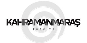 Kahramanmaras in the Turkey emblem. The design features a geometric style, vector illustration with bold typography in a modern