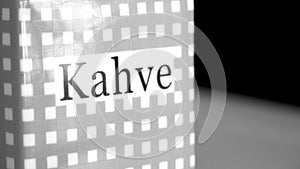 Kahve means coffee in Turkish language and it is written on a porcelain jar. photo