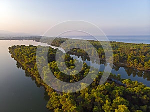 Kaiafas lake at western Peloponnese from above