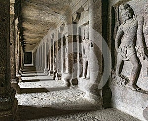 The Kailasa or Kailasanatha temple is one of the largest rock-cut ancient Hindu temples, Cave 16 Ellora, India