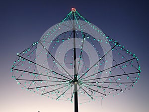 The Kaimuki Christmas tree (Metal Light Tree) light up green