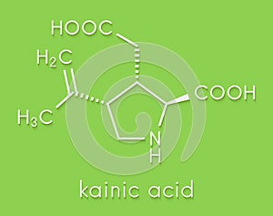 Kainic acid molecule. Direct agonist of the glutamic kainate receptors. Skeletal formula. photo