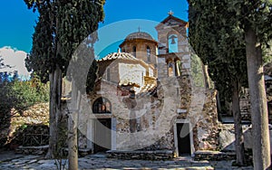 The Kaisariani Monastery an Eastern Orthodox holy place built on the north side of Mount Hymettus, near Athens, Greece