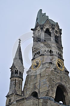 Kaiser Wilhelm Memorial Church in Berlin in cloudy weather