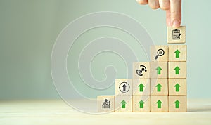 Kaizen concept the continuous improvement in business for efficiency and effectiveness. photo