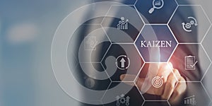 Kaizen concept the continuous improvement in business for efficiency and effectiveness. photo