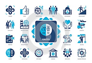 Kaizen solid icon set