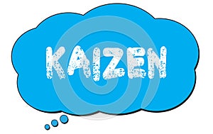 KAIZEN text written on a blue thought bubble