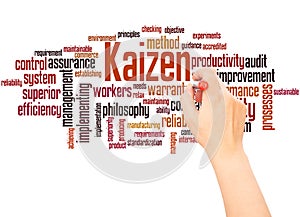Kaizen word cloud hand writing concept