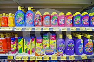 KAJANG, MALAYSIA - 28 MAY 2019: Shelves with variety of hair and bodycare products display in supermarket