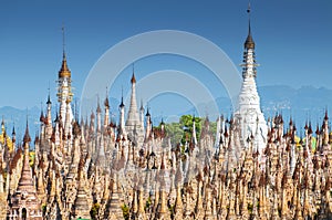 Kakku pagodas are nearly 2500 beautiful stone stupas hidden in a remote area of Myanmar near the lake Inle. This sacred place is