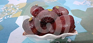 Kala Jamun Indian Popular Sweets in a Tray