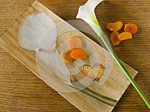 Kala plate with dry apricots