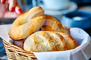 `Kalach` - Traditional Russian bread lies in a bread basket