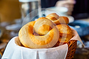 `Kalach` - Traditional Russian bread lies in a bread basket