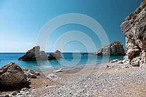 Kaladi beach on island of Kythira, Ionian, Greece