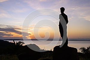 Colorful sunset near Kalangala on lake Victoria photo