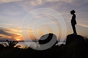 Colorful sunset near Kalangala on lake Victoria photo