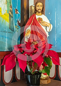 Sacred Heart Jesus statue at Star of the Sea Catholic Church, Kalapana, Hawaii, USA